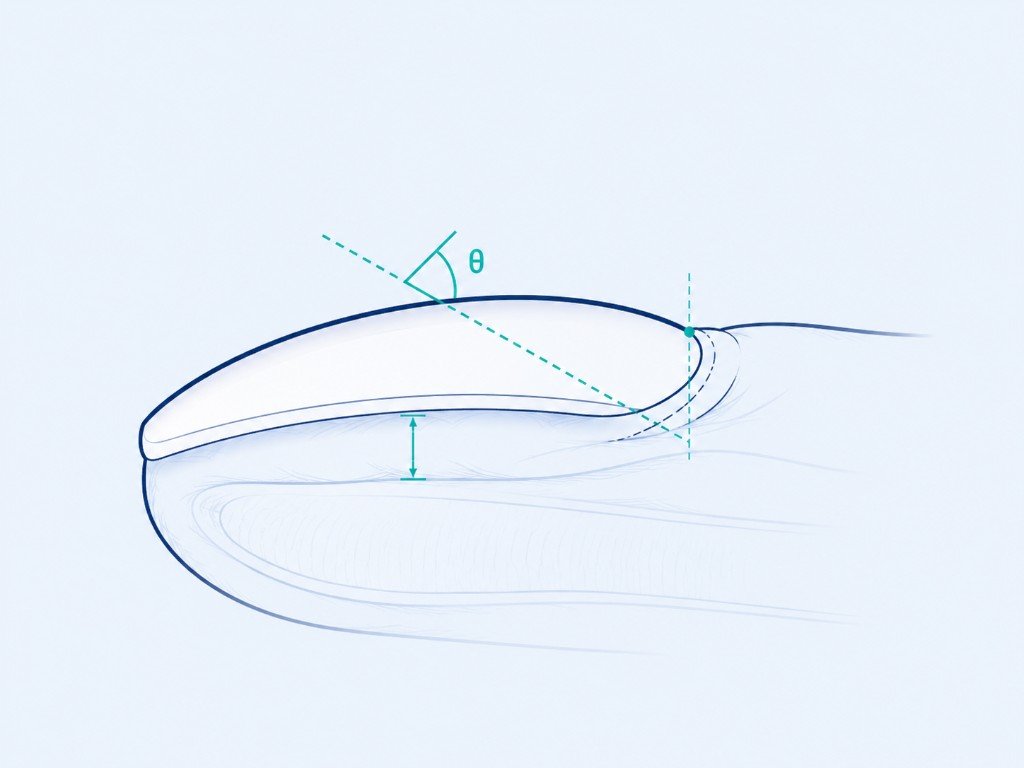 Nail profile diagram of Lovibond angle and depth